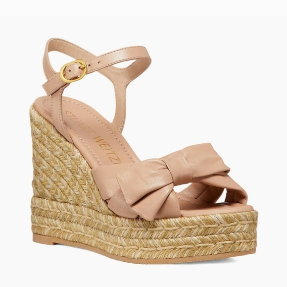 Stuart Weitzman Nude Wedge Espadrille Sofia Sandals - Picture 1 of 8